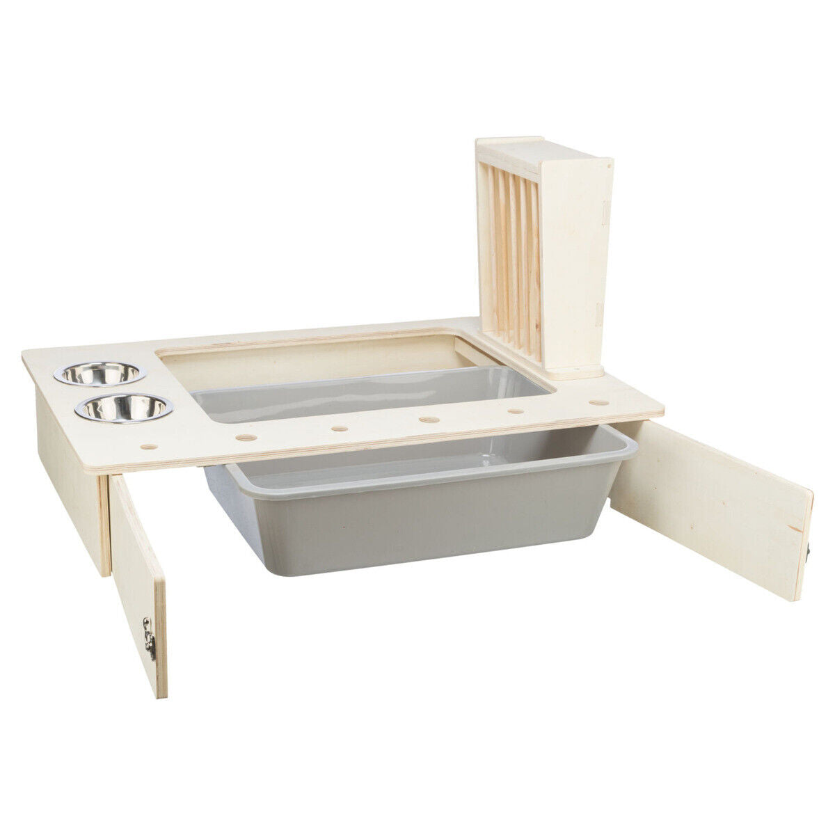 Trixie Futterstation Holz Napf Futter Raufe für Nager Meerschweinchen Kaninchen