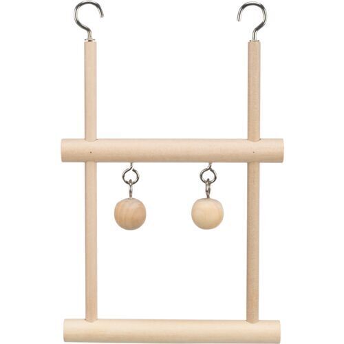Trixie Trapezschaukel doppelt mit Holzkugeln Holz 12 × 20 cm Vogel Wellensittich