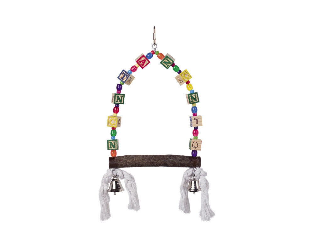 Nobby  Cage Toy Schaukel mit bunten Wuerfeln 35 x 18 cm Vogel Sittiche Papageien