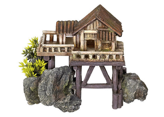 Nobby  Aqua Ornaments "HOLZHAUS" mit Pflanzen23 x 12,3 x 17 cm Aquarium Deko