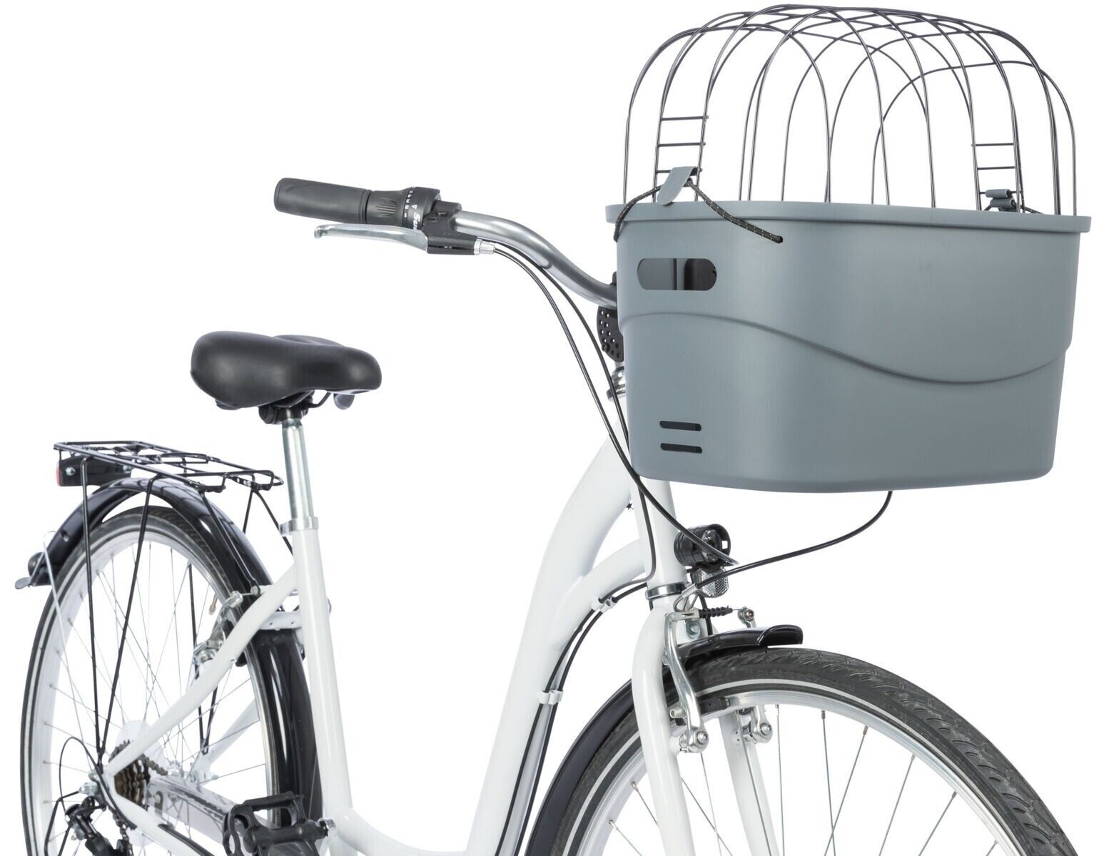 Trixie Hunde Front Fahrradkorb mit Gitter bis 5kg Grau (13096) Schnellfixierung
