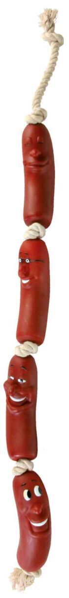 Trixie Hundespielzeug Snack Toy Würstchen am Seil, Vinyl, 11 cm