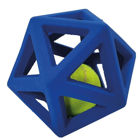 Nobby  Vollgummi Gitterball mit Tennisballblau; 11 cm Hund Spielzeug Kauen