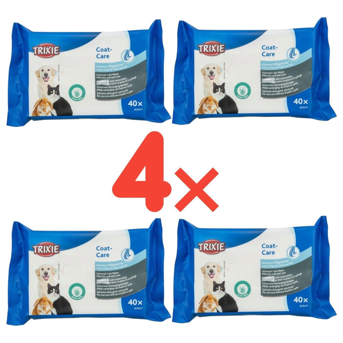 4x Trixie Universal Pflegetücher Haut und Fell Feuchttücher Hund Katze Kleintier