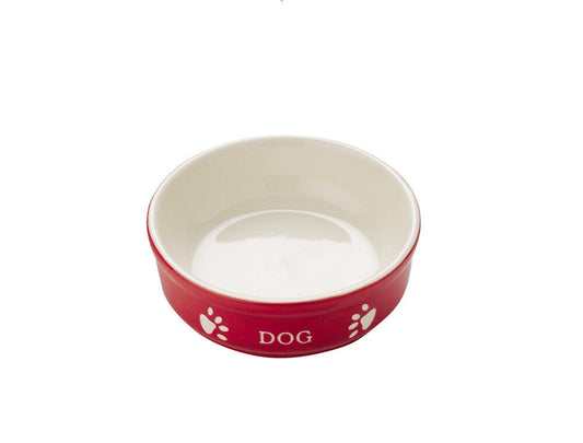 Nobby  Hunde Keramiknapf "DOG"rot / beige 12 X 12 X 3,7 cm