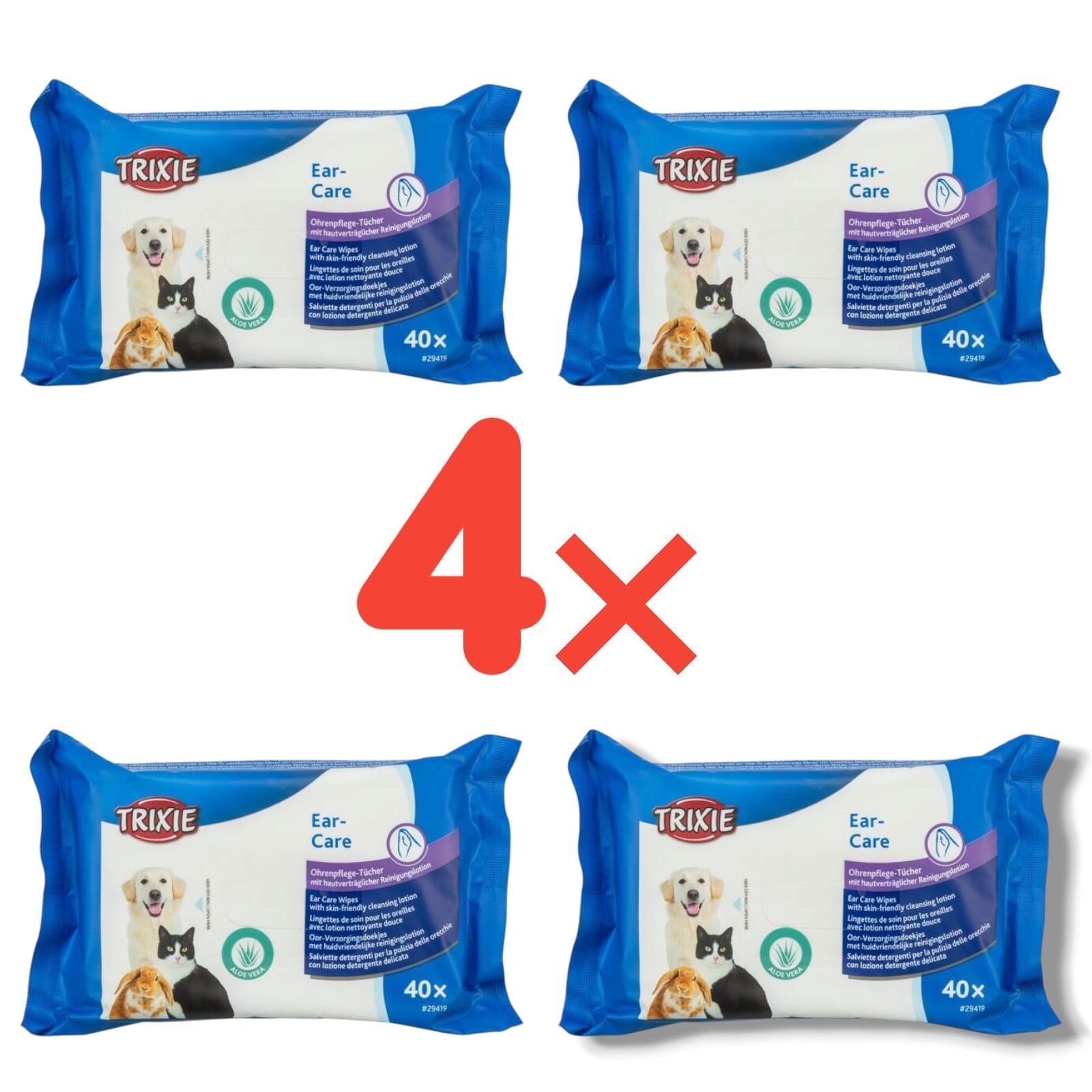 4x Trixie Ohrenpflege Tücher Aloe Vera Feuchttücher Pflege Hund Katze Kleintier