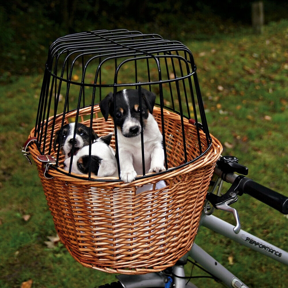 Trixie Fahrradkorb mit Gitter natur, 44 x 48 x 33 cm Transport unterwegs