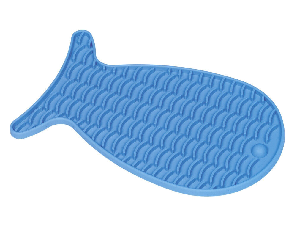 Nobby  Silikon Snack-Matte "Fish"23 x 13,5 cm blau Hund Katze Futter Leckerlie
