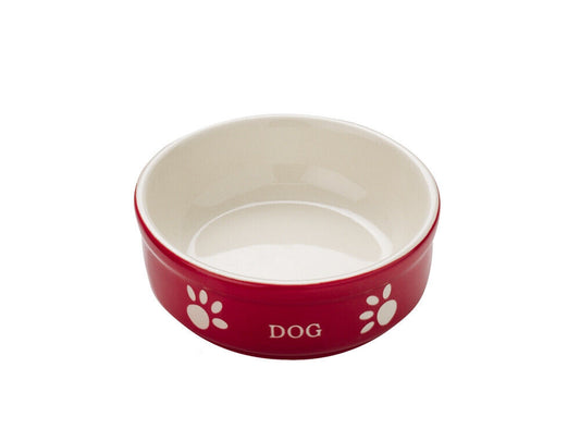 Nobby  Hunde Keramiknapf "DOG"rot / beige 13,5 X 13,5 X 5 cm