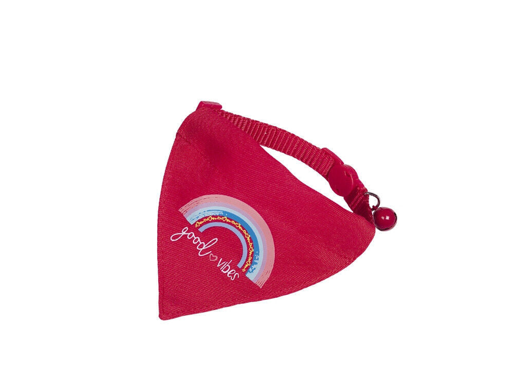 Nobby Katzenhalsband mit Tuch "Good Vibes" Katze Cat Halsband Nylon   rot