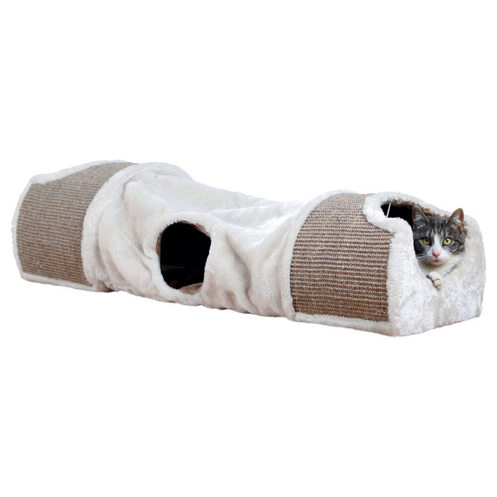 Trixie Kratztunnel lichtgrau/braun für Katzen Cat 110 x 30 x 38 Spieltunnel