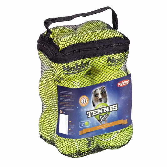 Nobby Tennisball 12 Stück Ball gelb 6,5cm Hundespielzeug Spielzeug Hund