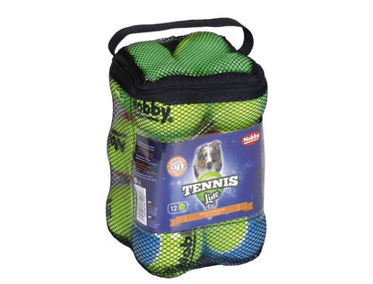 Nobby Tennisball 12 Stück Ball bunt 6,5cm Hundespielzeug Spielzeug Hund