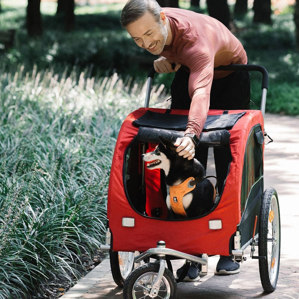 Nobby Fahrrad Anhänger für Hunde Senlima rot-schwarz S M L Fahrradanhänger