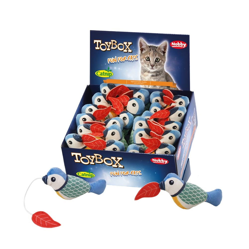 Nobby Katzenspielzeug Plüschvogel 10cm mit Katzenminze zum Aufziehen Katze
