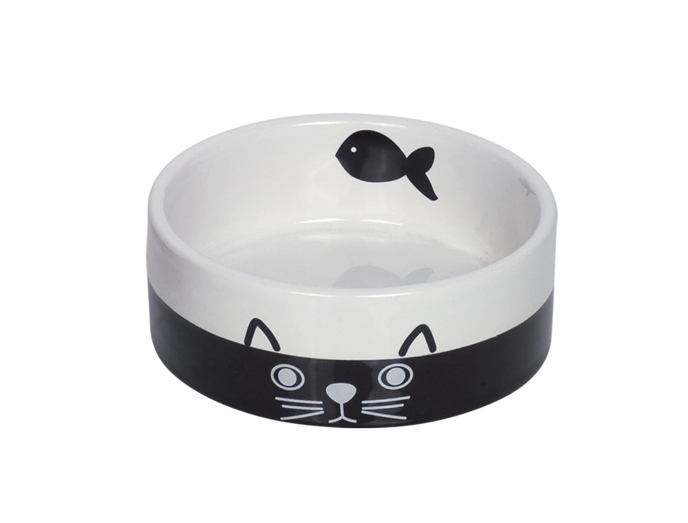 Nobby Keramiknapf Face schwarz-weiß Schale Futternapf Fressnapf Wassernapf Katze