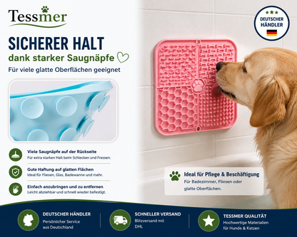 Tessmer Schleckmatte Hund Katze Silikon mit Saugnäpfen 20x20 cm