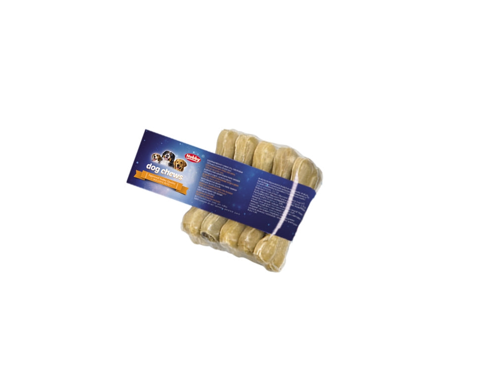 Nobby Kauknochen gepresst 5er Set 9 cm 100% Rinderhaut fettarm Büffelhautknochen
