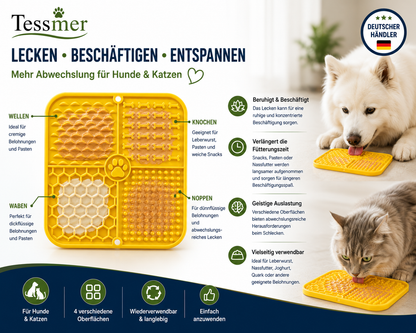 Tessmer Schleckmatte Hund Katze Silikon mit Saugnäpfen 20x20 cm
