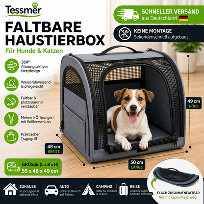 Autotransporttasche Hundebox Auto faltbar Hund Katze 50x48x49cm Kennel Transport