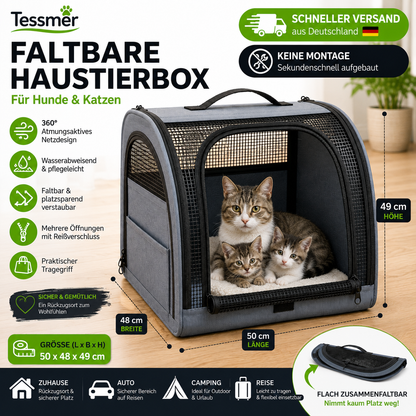 Autotransporttasche Hundebox Auto faltbar Hund Katze 50x48x49cm Kennel Transport