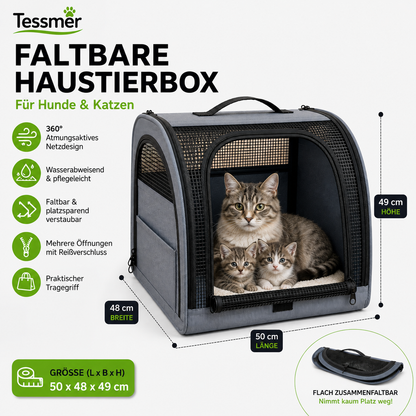 Autotransporttasche Hundebox Auto faltbar Hund Katze 50x48x49cm Kennel Transport