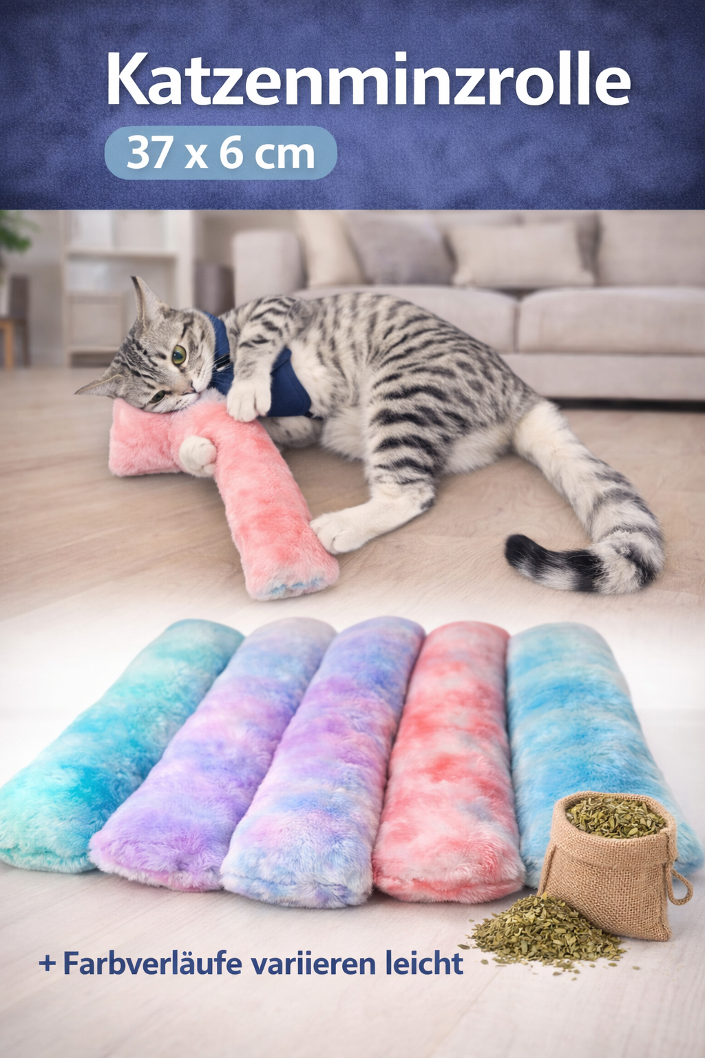 Katzenminzkissen Katzenminz Rolle Katzen katzenkissen Spielzeug 37*6CM