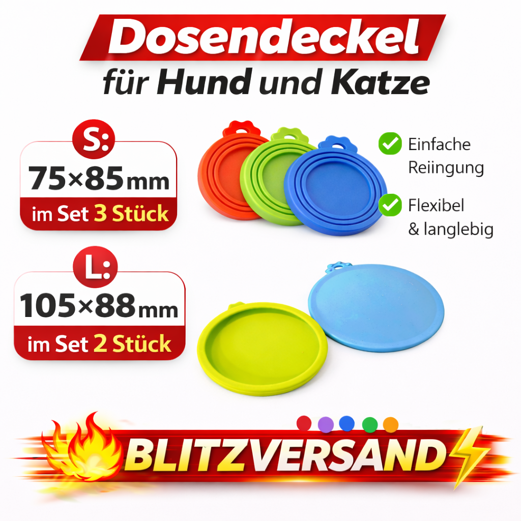 Dosendeckel Katzenfutter Hundefutter Dosen Deckel Set Kunststoff Silikon SET