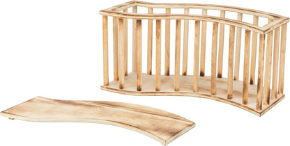 Trixie Heuraufe Futterspender Holz geflammt mit Deckel Meerschweinchen Kaninchen