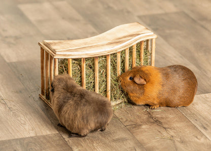 Trixie Heuraufe Futterspender Holz geflammt mit Deckel Meerschweinchen Kaninchen