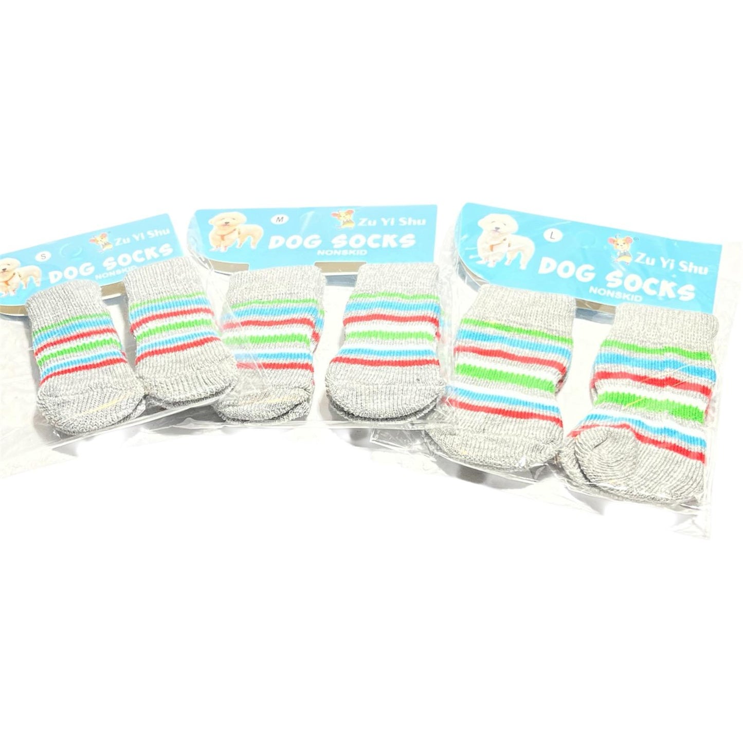 Hundesocken Katzensochen Anti Rutsch Pfotenschutz Grau 4 Stück