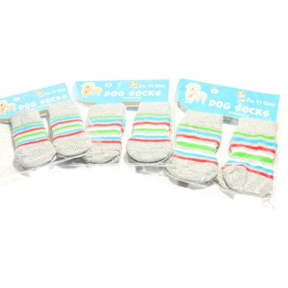 Hundesocken Katzensochen Anti Rutsch Pfotenschutz Grau 4 Stück