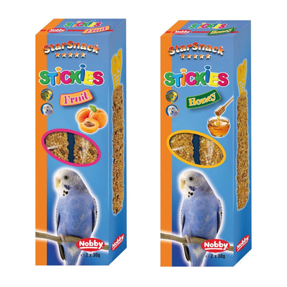 Nobby 12x Stickies Sittiche Honig Frucht Vogel Knabbersticks Vogelsnack Snack