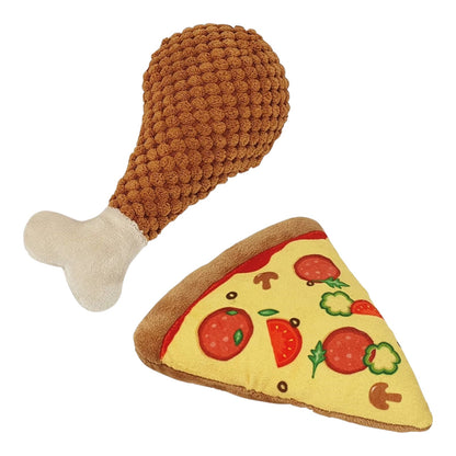 Nobby Hundespielzeug Food Pizza Hähnchenkeule quietschend Spielzeug Hund