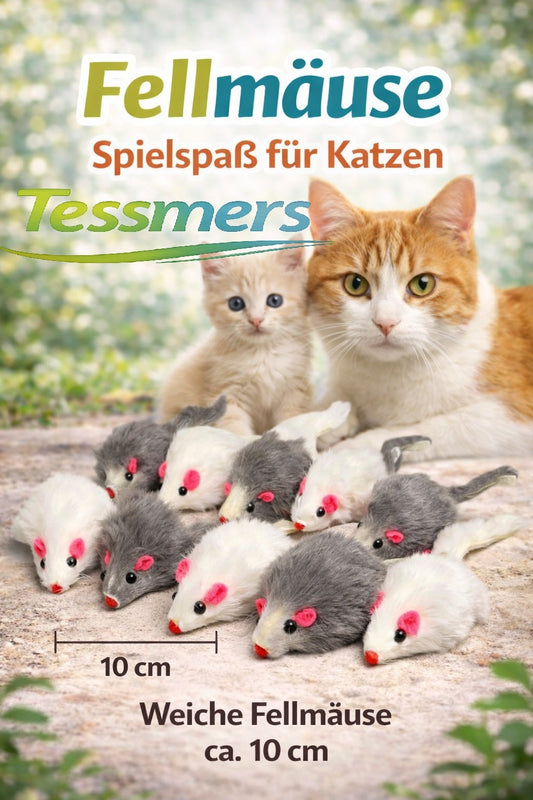 Fellmaus mit Rassel Glocke Katzenminze Spielmaus Kurzhaarmaus Echtfell 5 Stück