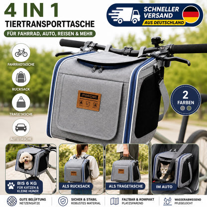Fahrrad Hundekorb Hundetransport Rucksack 4-in-1 Haustier Tasche Faltbar bis 6kg