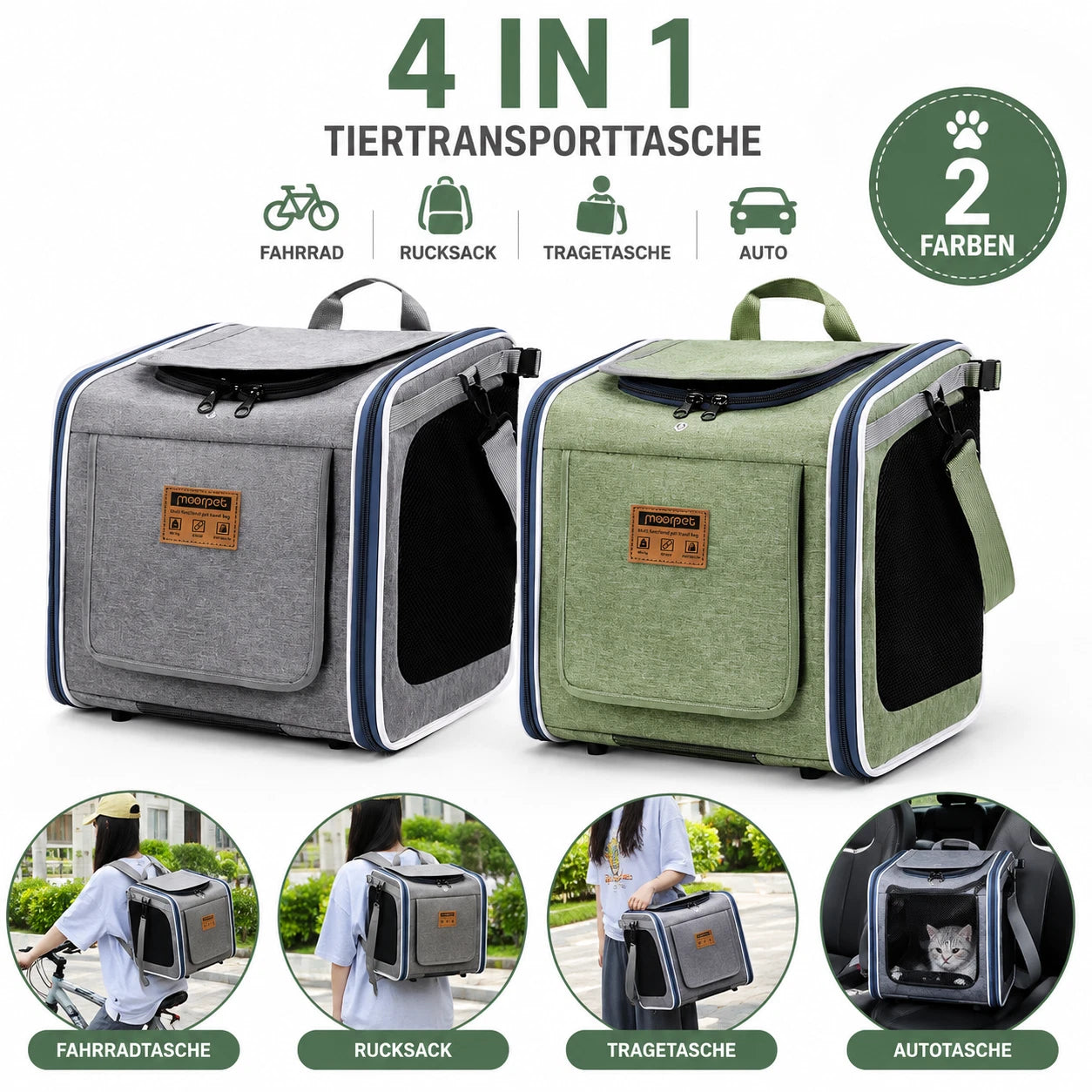 Fahrrad Hundekorb Hundetransport Rucksack 4-in-1 Haustier Tasche Faltbar bis 6kg